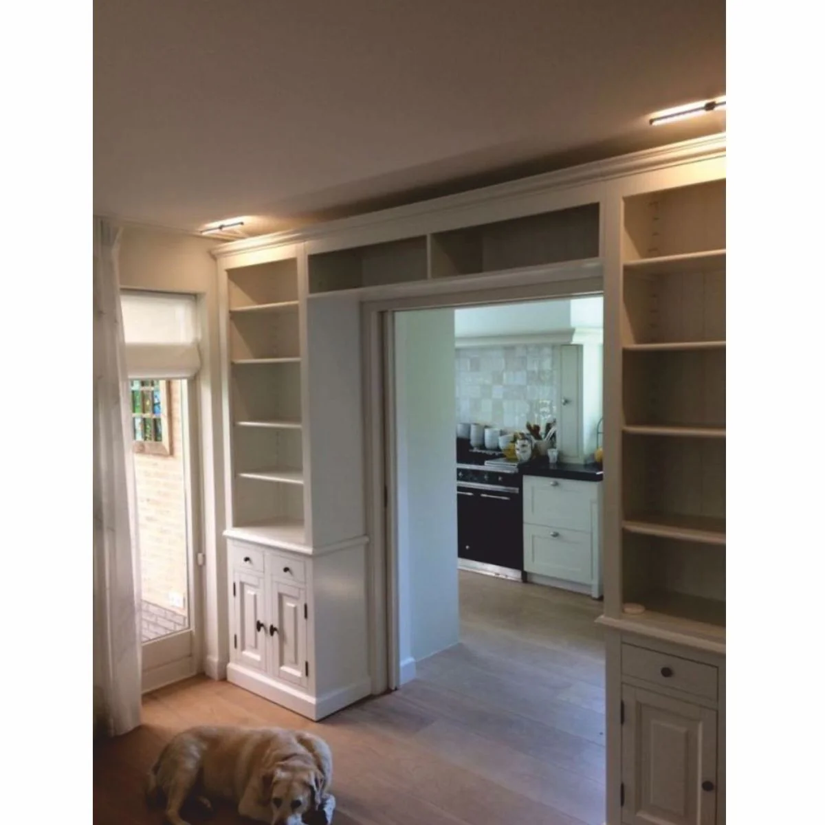 Casa Padrino armario de libros de estilo campestre blanco 450 x 40 x A. 260 cm - Muebles de estilo campestre