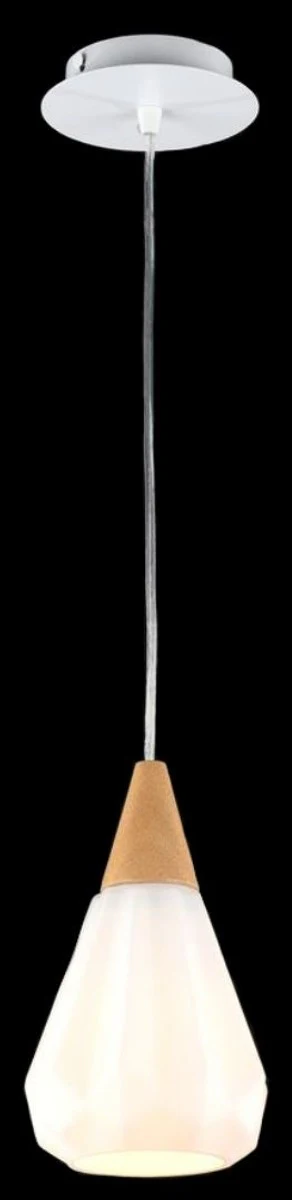 Casa Padrino lámpara colgante de lujo blanco / natural Ø 13 x H 26 cm - Lámpara Colgante de Lujo