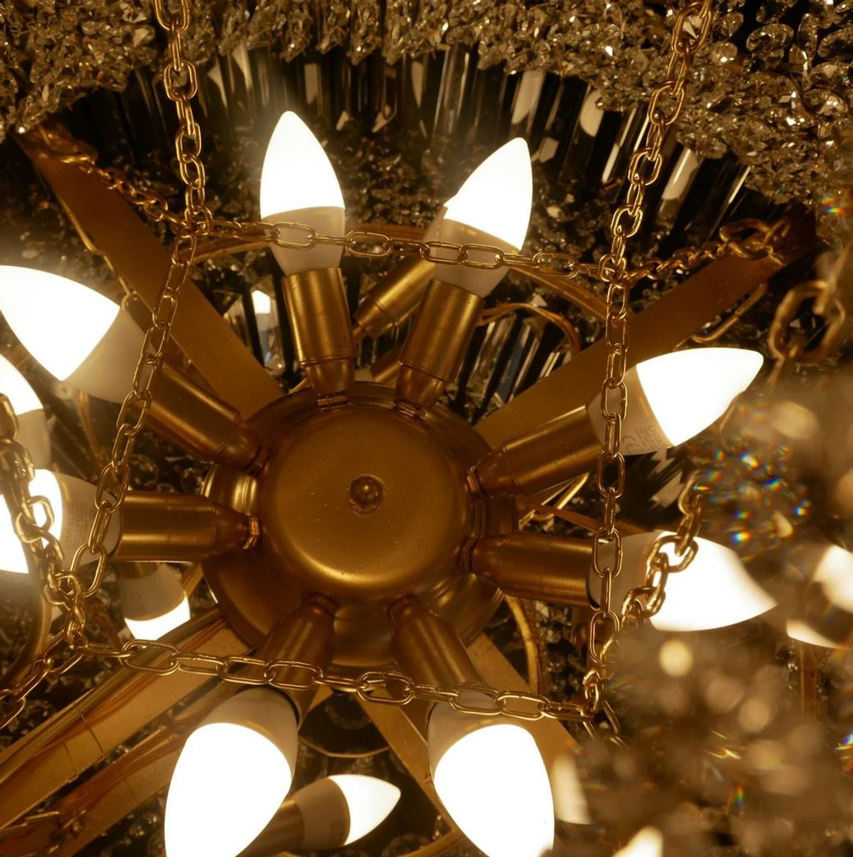 Casa Padrino Araña de Luces de Cristal Barroco de Lujo Oro Ø 80 x A. 110 cm - Lámpara de Araña Redonda de Estilo Barroco con Cristal - Noble y Magnífico - Calidad de Lujo - Hecho en Italia