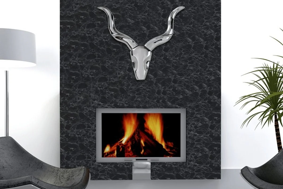 Designer Style Shine decoration deer antlers in polished aluminum - wall piece - antlers - antlers wall