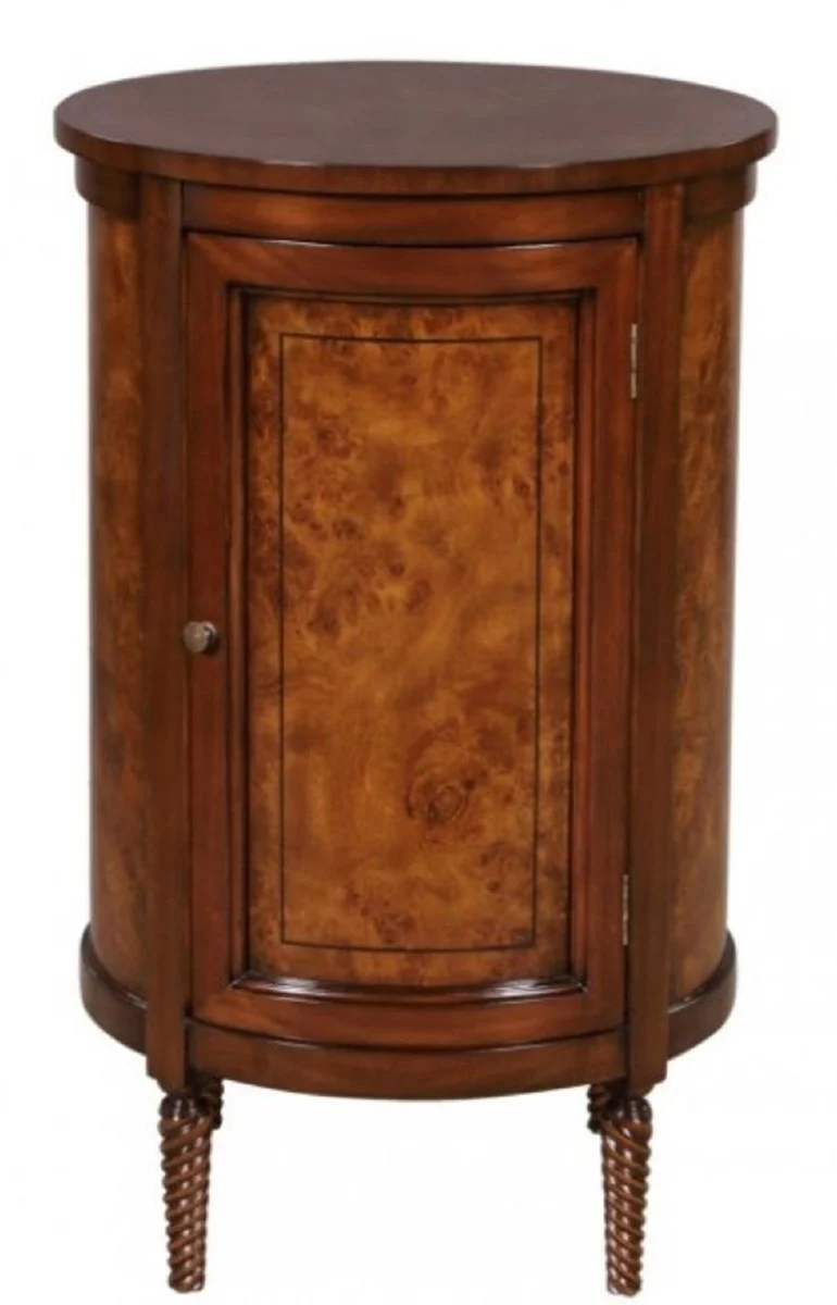 Casa Padrino cómoda Art Nouveau de lujo marrón claro / marrón Ø 57 x H. 82 cm - Pequeño Gabinete Redondo con 2 Puertas