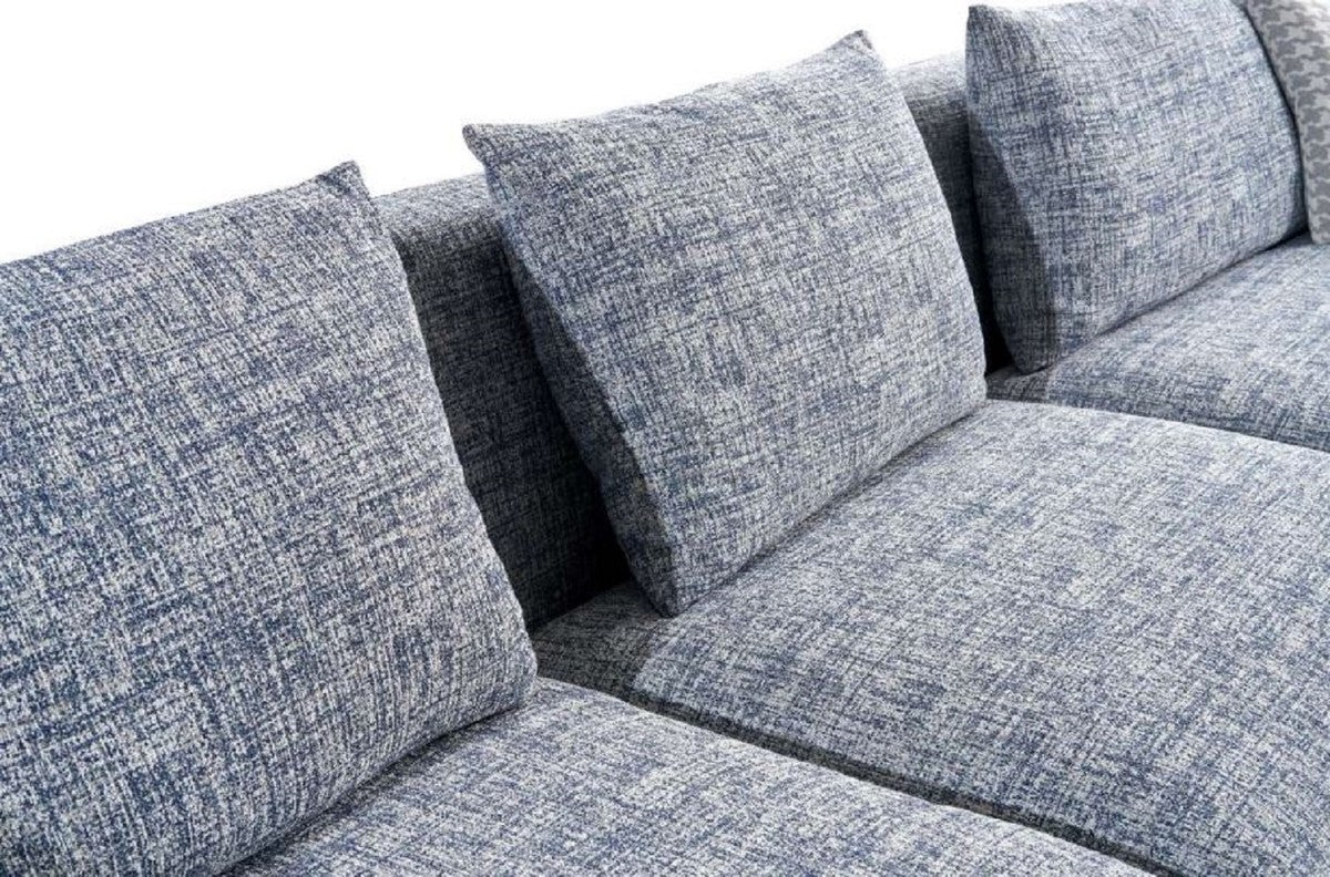 Casa Padrino sof¨¢ de lujo azul / gris / negro 308 x 106 x A. 83 cm - Sof¨¢ de sal¨®n - Sof¨¢ de hotel - Muebles de sal¨®n - Muebles de hotel - Muebles de lujo - Interiores de lujo
