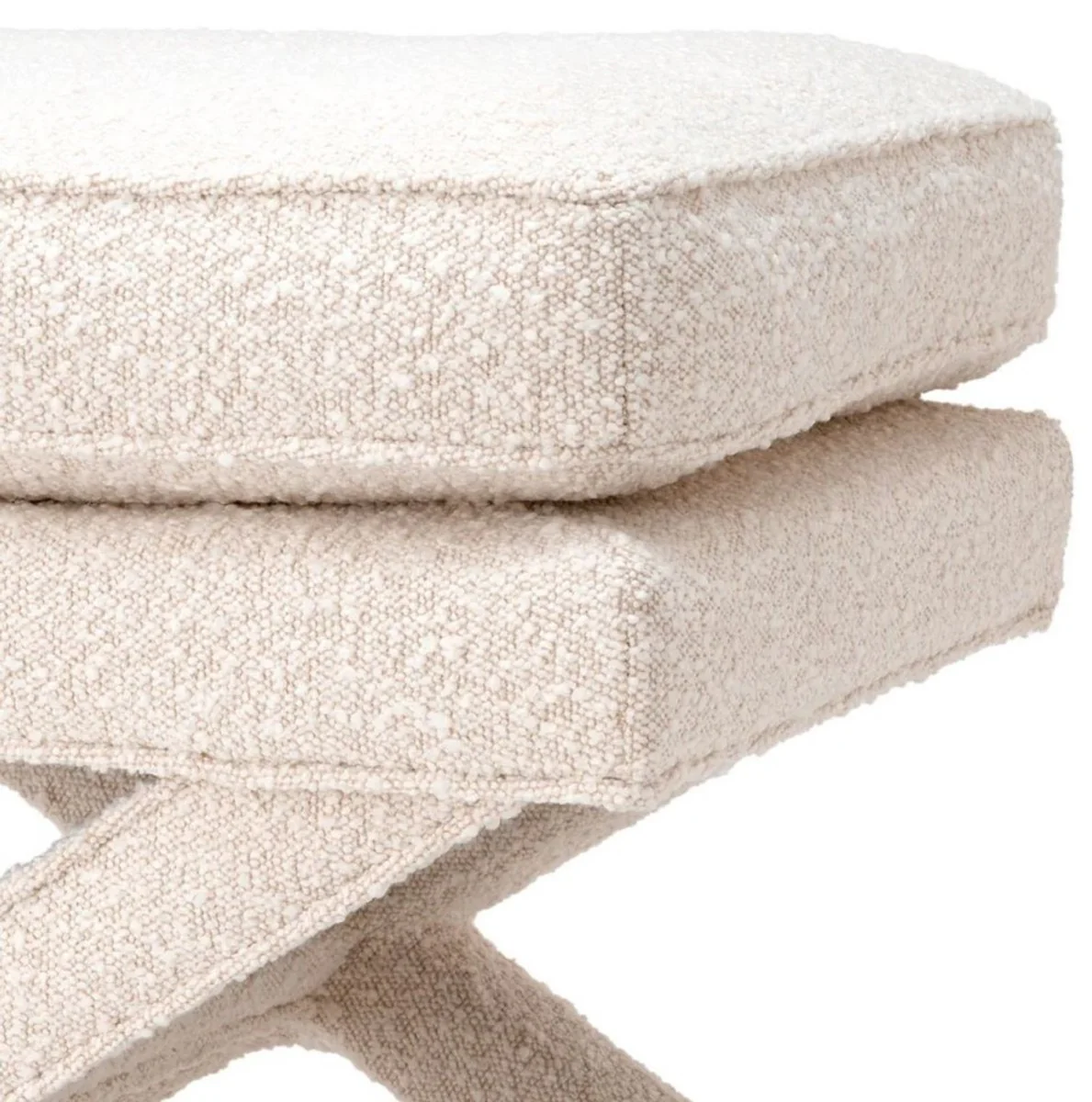 Casa Padrino taburete de lujo crema - Taburete rectangular - Taburete cruzado - Muebles de lujo