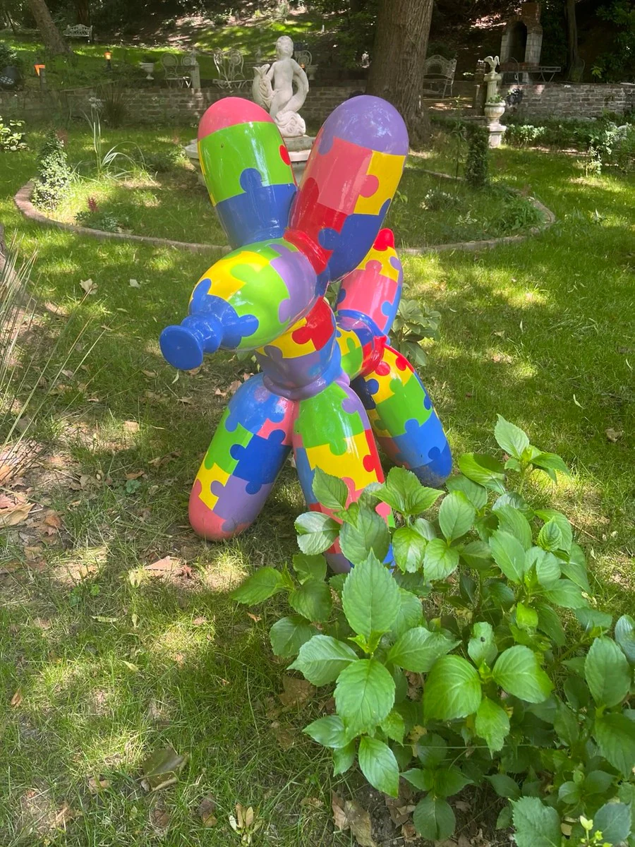 Casa Padrino escultura decorativa de dise?o de lujo perro de globo colorido 100 cm - Figura decorativa grande XXL - Escultura decorativa XXL - Esculturas y figuras decorativas XXL