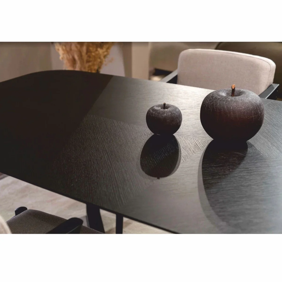 Casa Padrino mesa de comedor de lujo de madera maciza negro 220 cm - Muebles de comedor