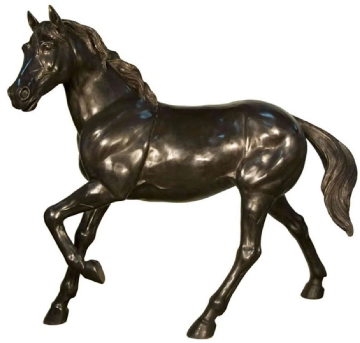 Casa Padrino escultura decorativa de bronce de lujo caballo 188 x 64 x A. 157 cm - Enorme escultura de bronce - Figura animal tamaño natural - Figura de bronce XXL - Escultura de jardín XXL