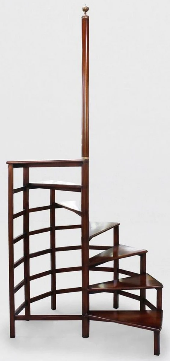 Casa Padrino Escalera de Biblioteca de Caoba de Lujo Marr¨®n Oscuro 103 x 55 x A. 252 cm - Escalera de Biblioteca de Madera Maciza - Muebles de Oficina - Muebles de Lujo - Interiores de Oficina