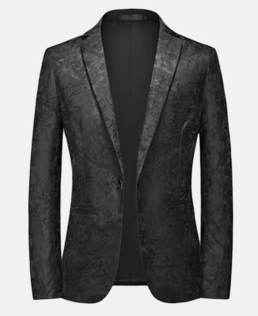 Glamorous White Jacquard Lapel Collar One Button Blazer