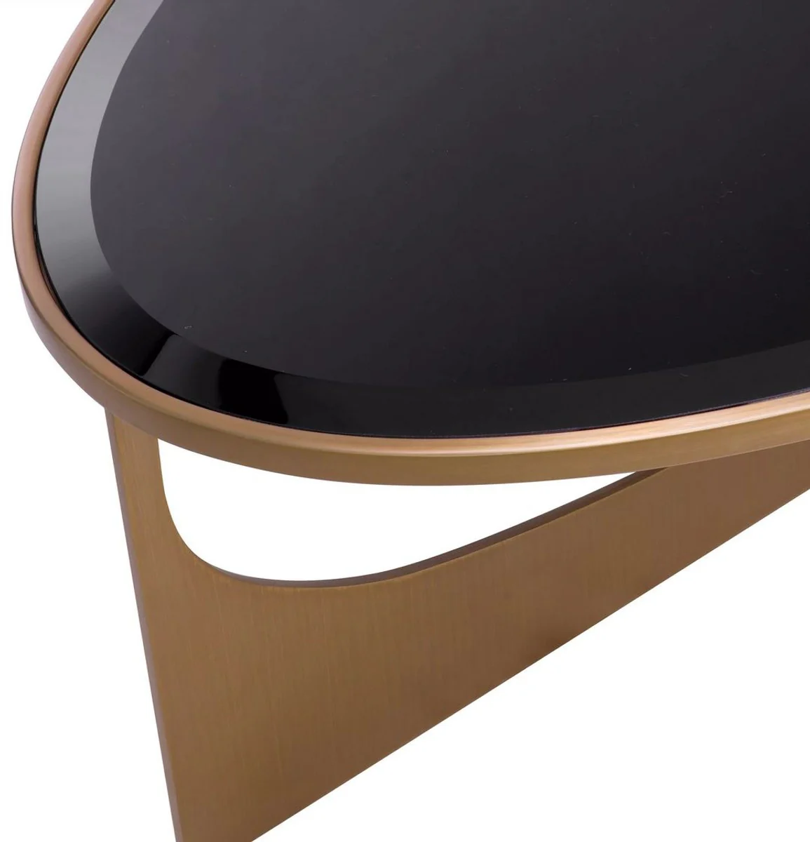 Casa Padrino mesa de centro de lujo lat¨®n / negro 101,5 x 41,5 x A. 78,5 cm - Mesa de centro ovalada de acero inoxidable con tapa de vidrio - Muebles de lujo - Muebles de sal¨®n - Interiores de lujo