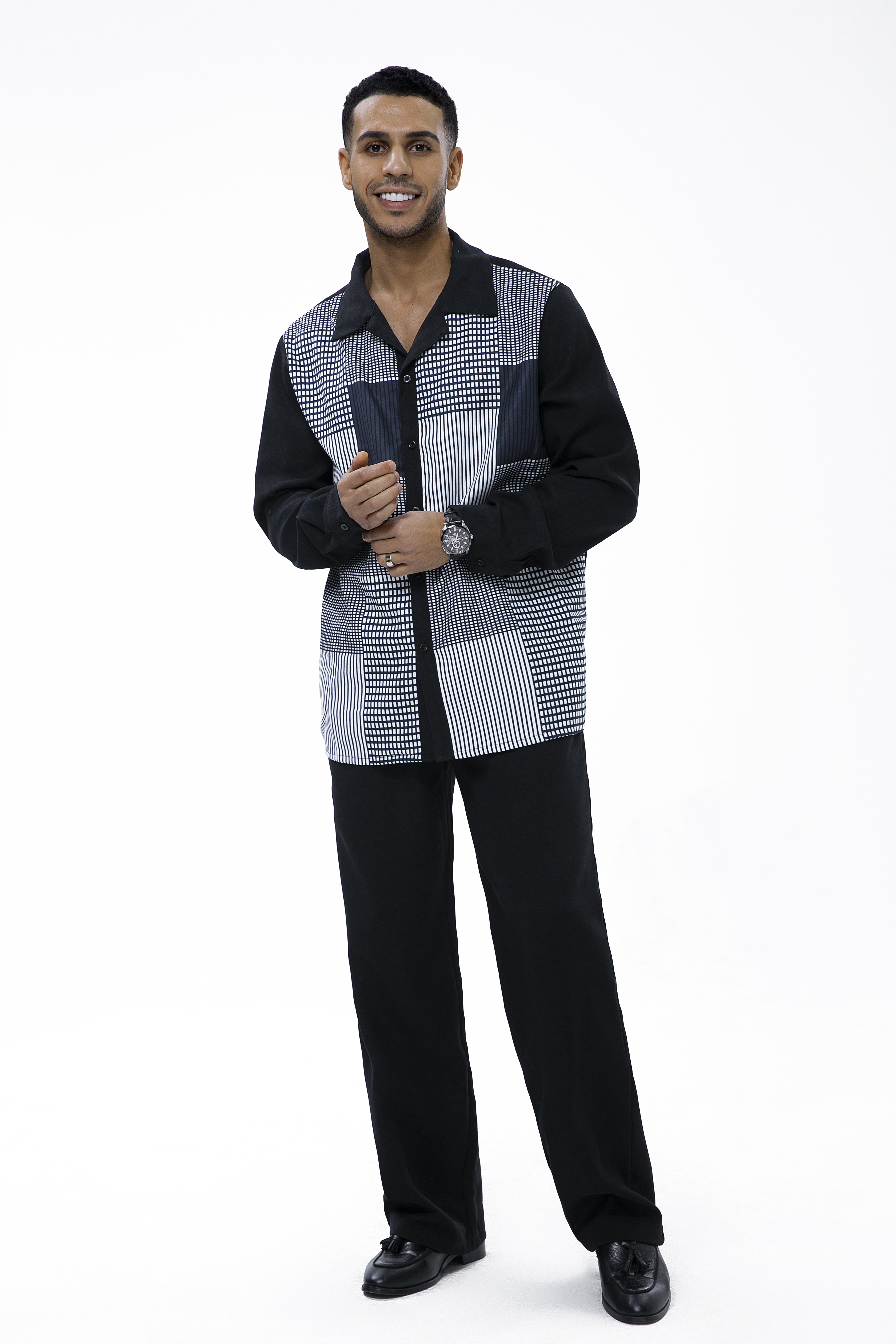 Suitmens Autumn black line two-piece walking suit