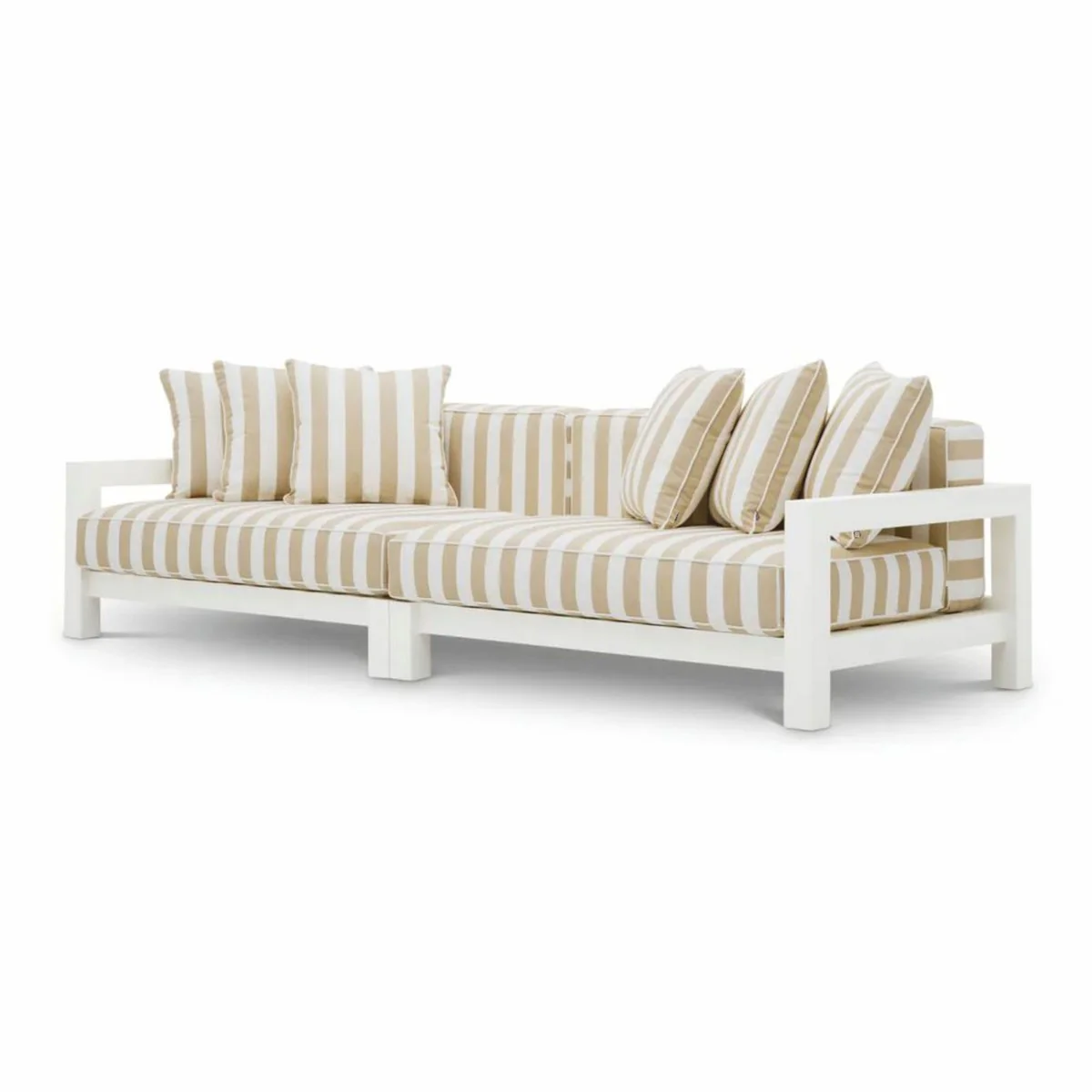 Casa Padrino sof¨¢ de exterior de jard¨ªn de lujo blanco mate / beige 273,5 cm - Muebles de jard¨ªn de lujo