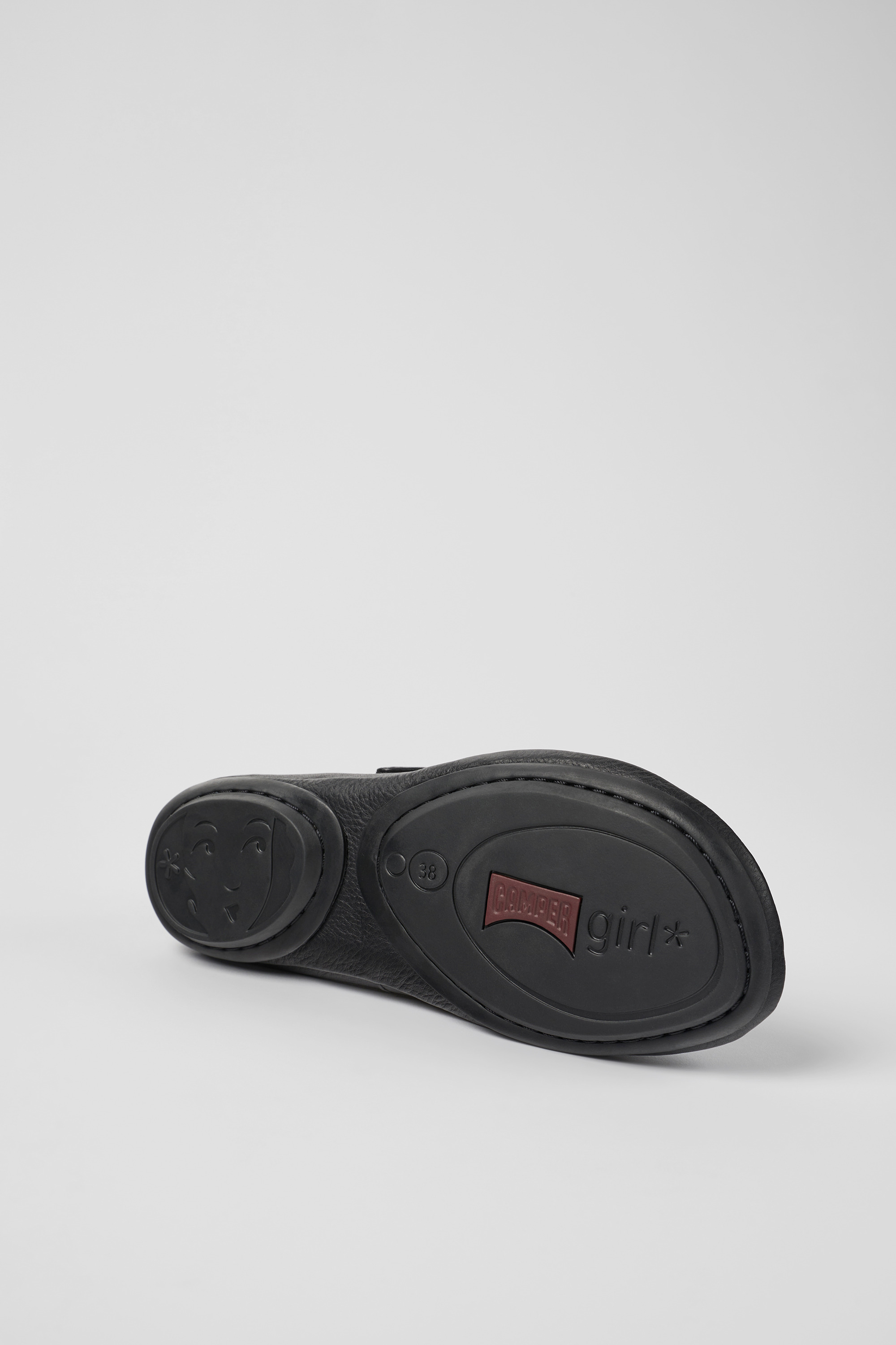 Right - Black leather ballerinas for women