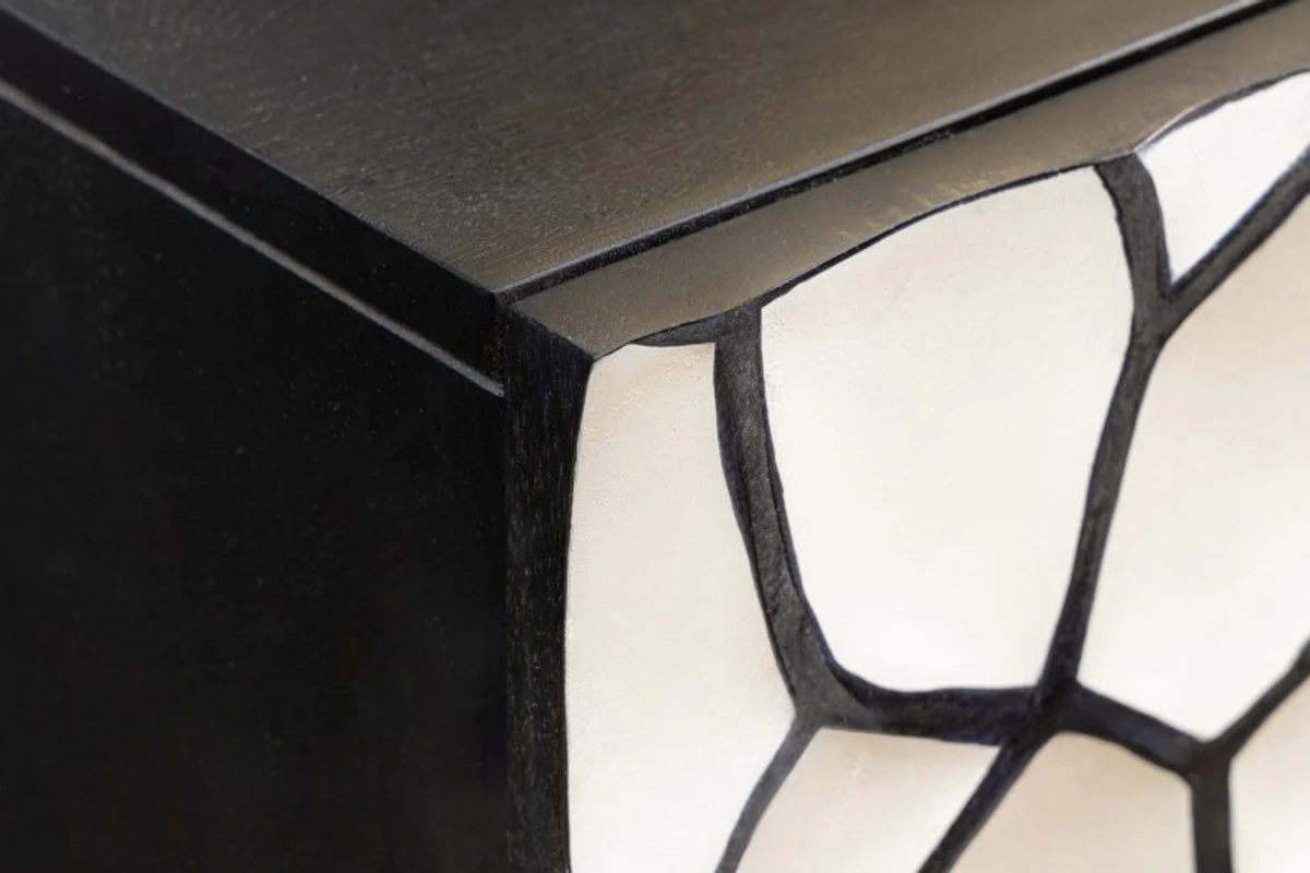 Aparador Casa Padrino en aspecto 3D negro / blanco / dorado - muebles modernos de madera maciza