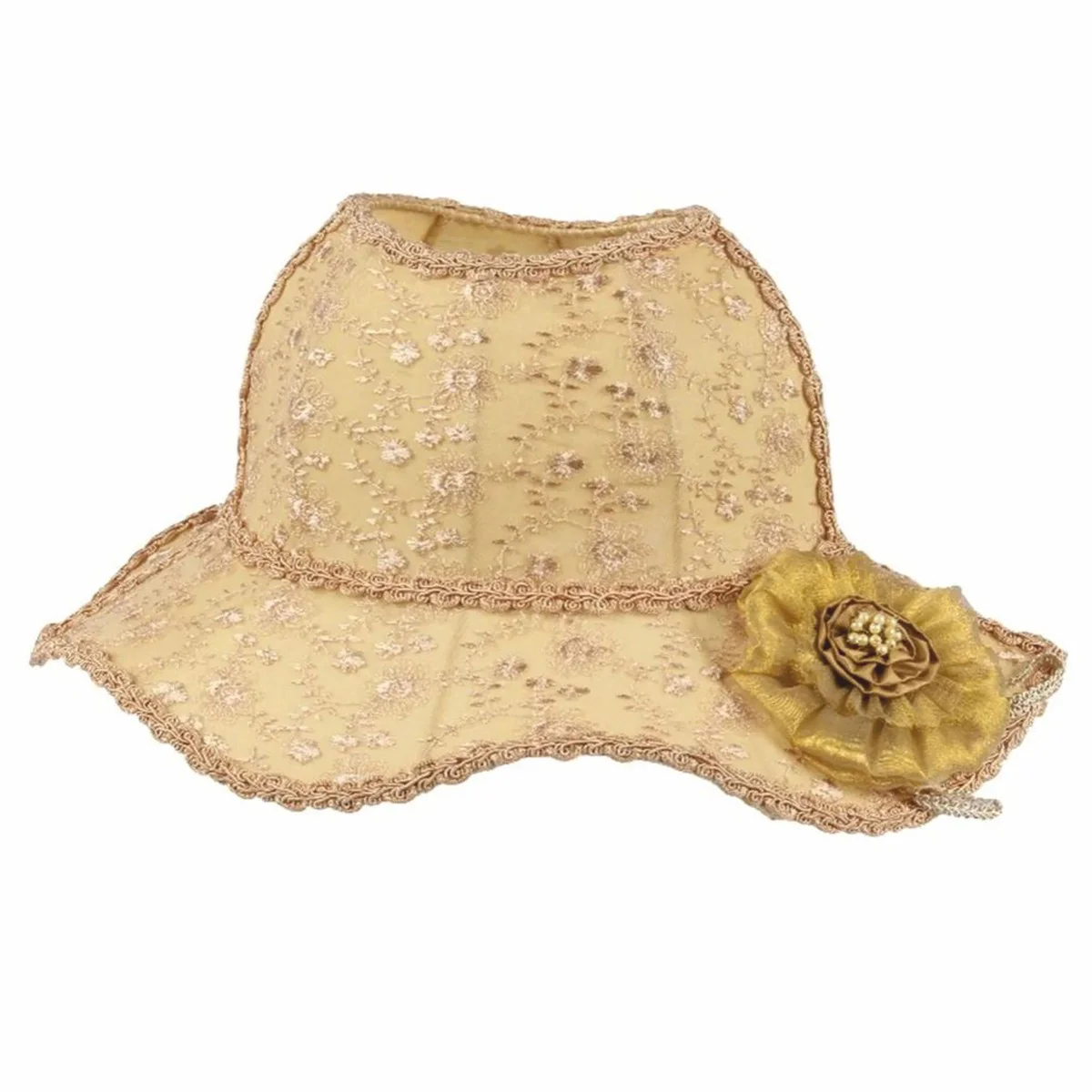 Casa Padrino Pantalla Barroco con Forma de Sombrero de Dama Beige / Oro 47 cm