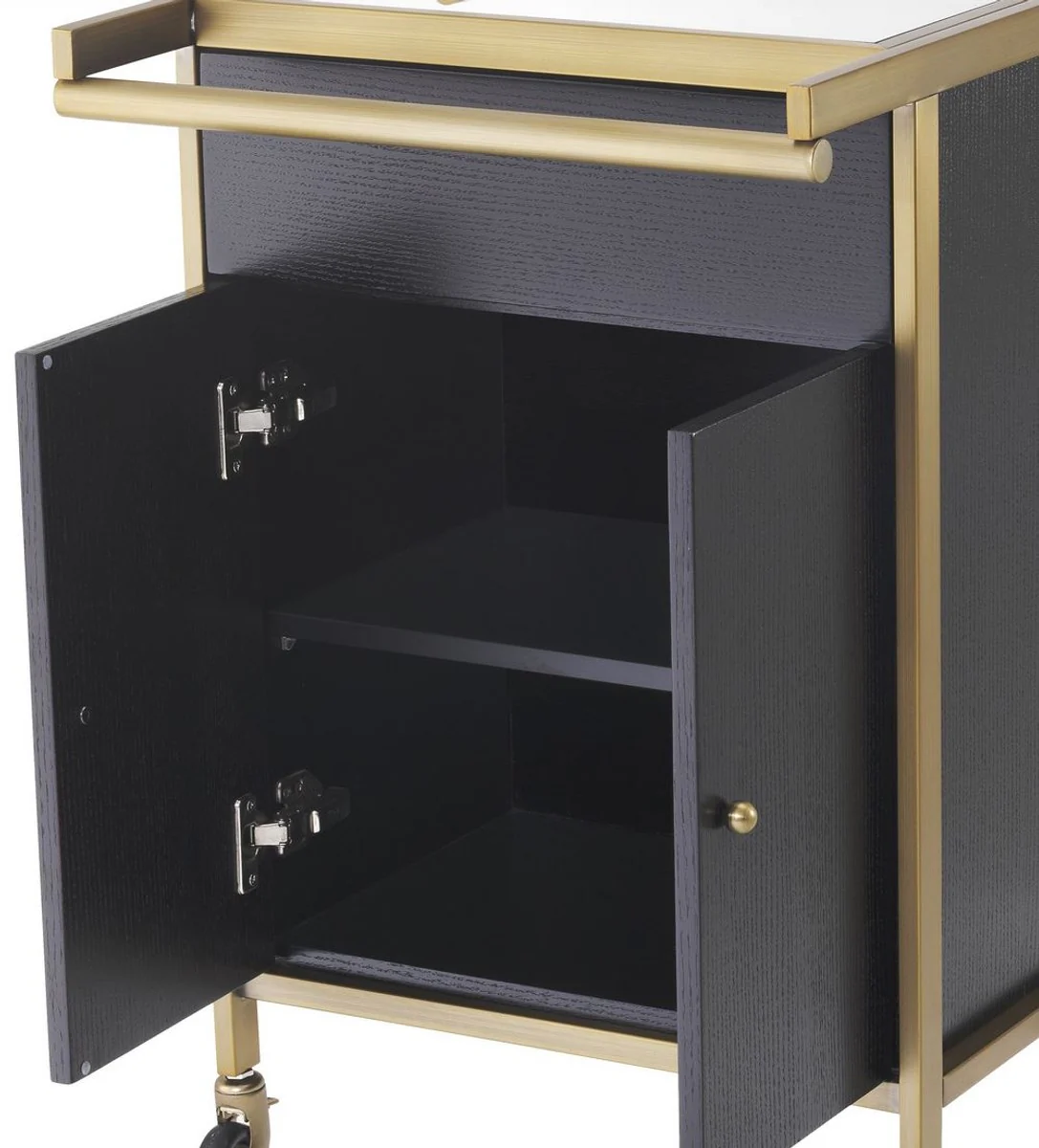 Casa Padrino carrito de servicio de lujo lat¨®n / negro 94,5 x 54 x A. 83,5 cm - Carrito para Restaurante Hotel Catering - Accesorios de Lujo