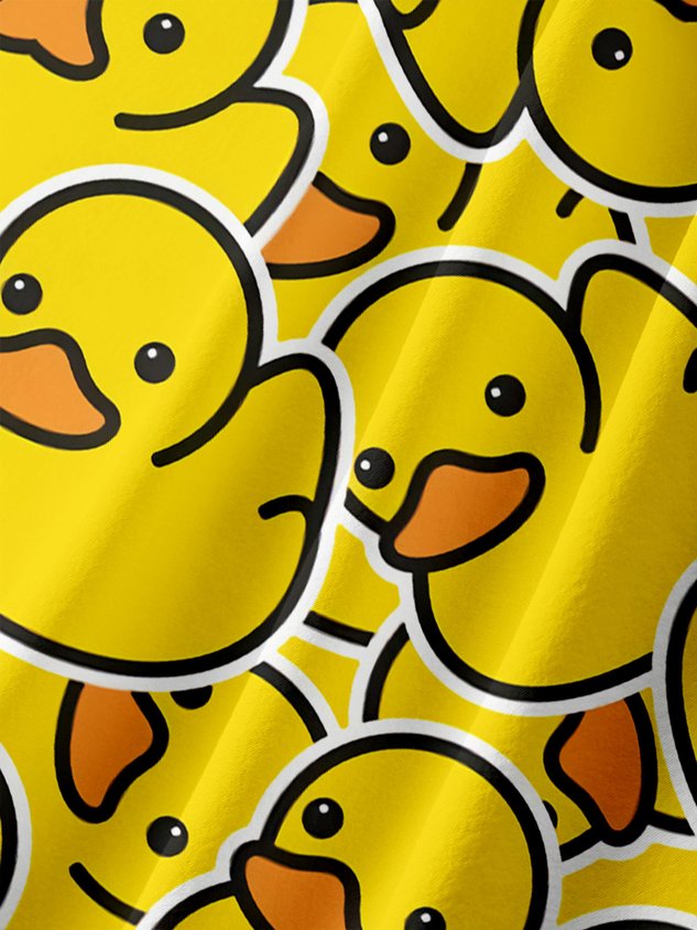 Yellow Duck Chest Pocket Short Sleeves Casual Shirt