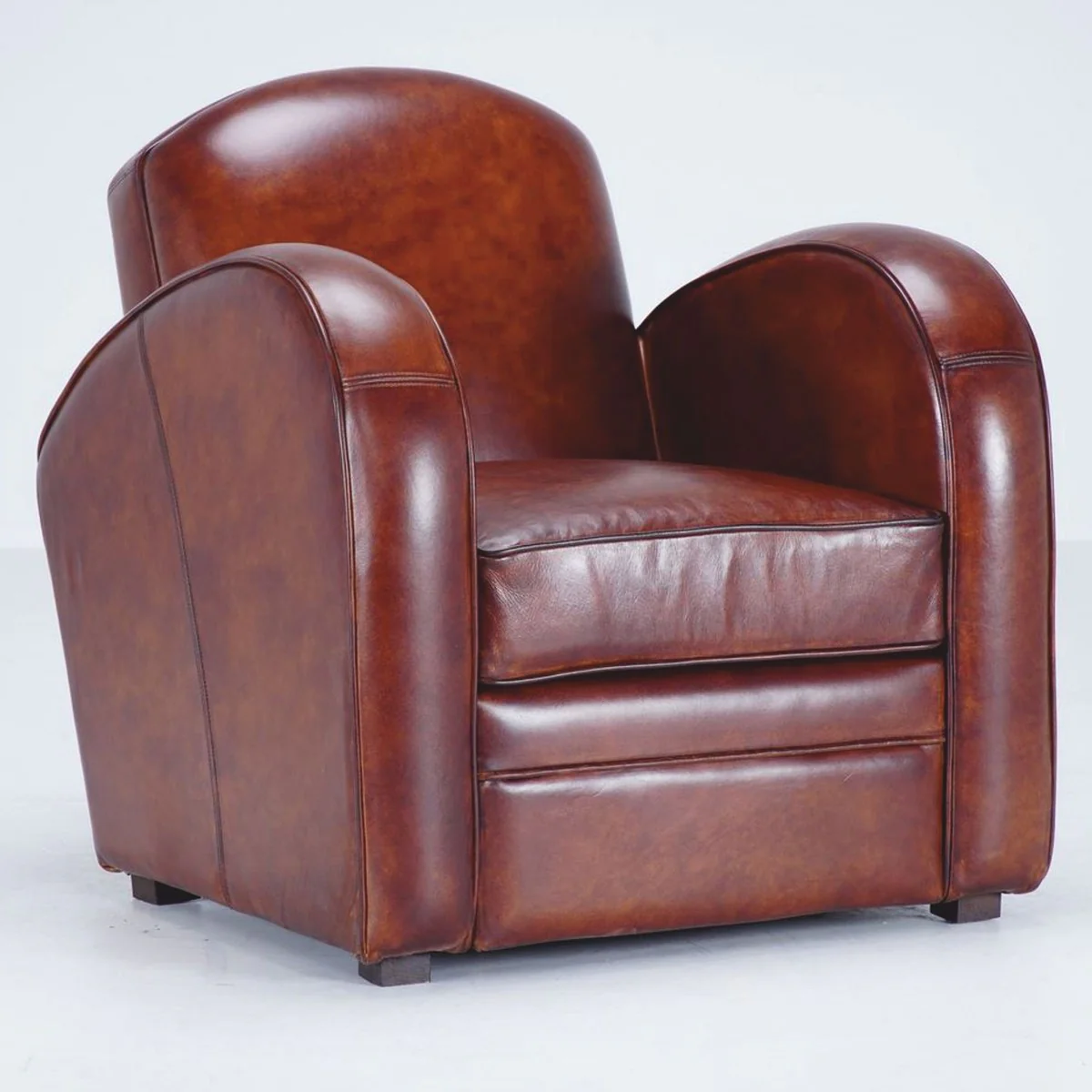 Casa Padrino sill¨®n de lujo de cuero genuino marr¨®n / negro - Muebles de cuero genuino