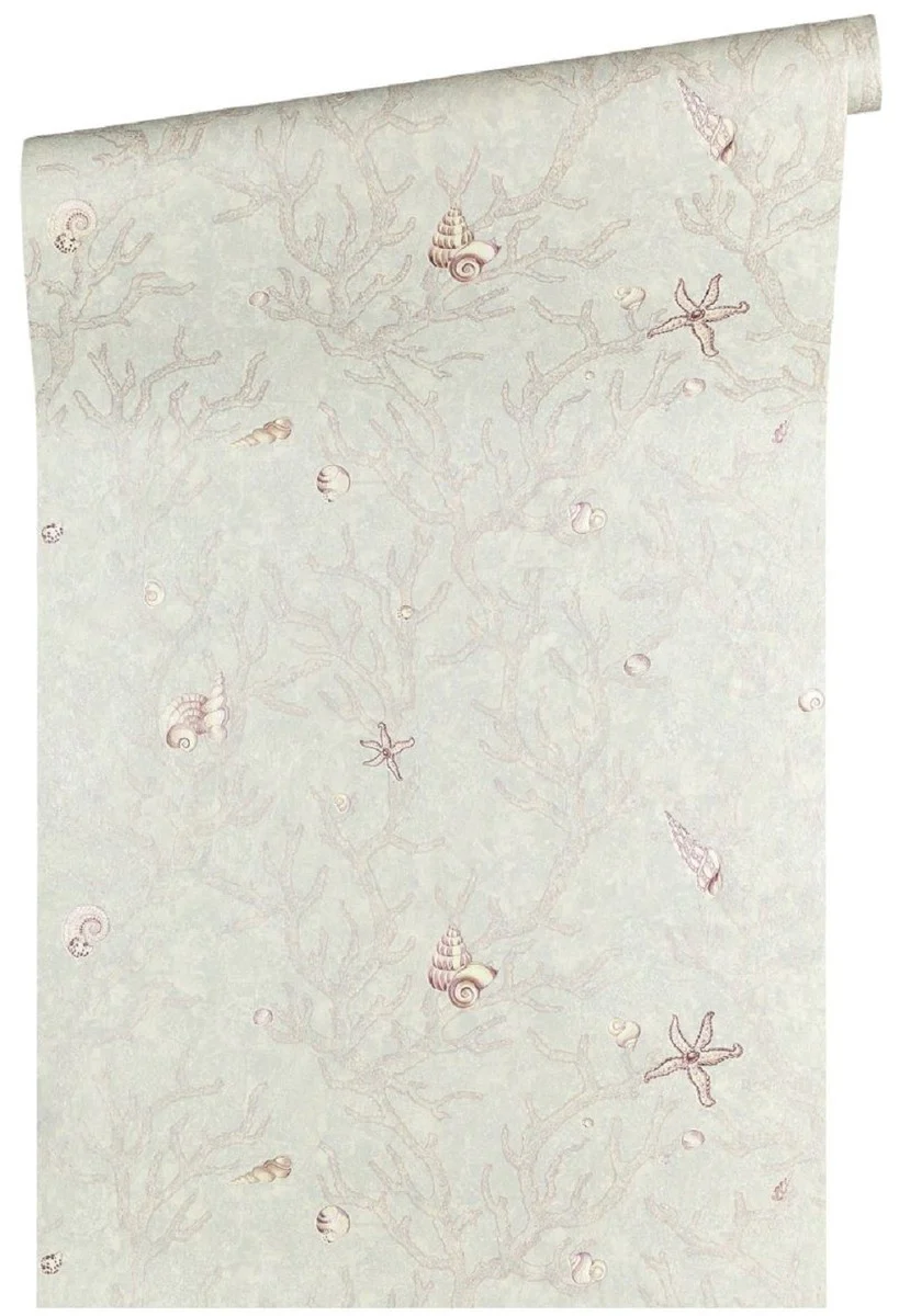 Papel pintado no tejido barroco diseñador Versace Les Etoiles de la Mer 344964 gris / plata / púrpura - Design Papel Pintado - Papel Pintado de Lujo