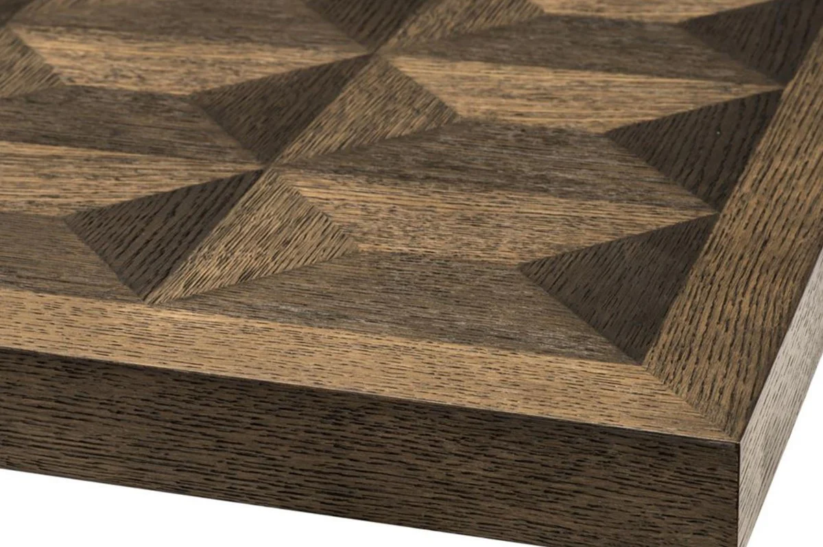 Casa Padrino mesa de comedor marrón / bronce 230 x 100 x H. 75 cm - Mesa de Cocina de Lujo con Sobre de Chapa de Roble