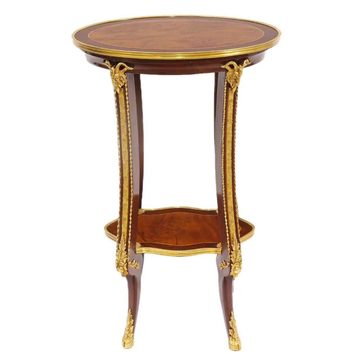 Mesa auxiliar de lujo Casa Padrino, estilo barroco, caoba / dorado, H 78 x 44 cm - Muebles de mesa auxiliar Louis XIV