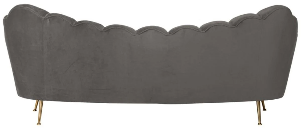 Casa Padrino sof¨¢ de terciopelo de lujo gris / oro 230 x 94 x A. 90 cm - Sof¨¢ de sal¨®n con tela de terciopelo fino - Muebles de sal¨®n - Muebles de lujo - Interiores de sal¨®n - Interiores de lujo
