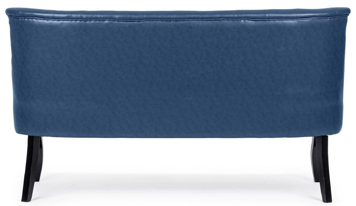 Casa Padrino sof¨¢ Chesterfield de lujo en cuero artificial azul / blanco / negro 136 x 66 x A. 76 cm - Sof¨¢ de sal¨®n - Muebles de sal¨®n - Muebles Chesterfield - Muebles de lujo