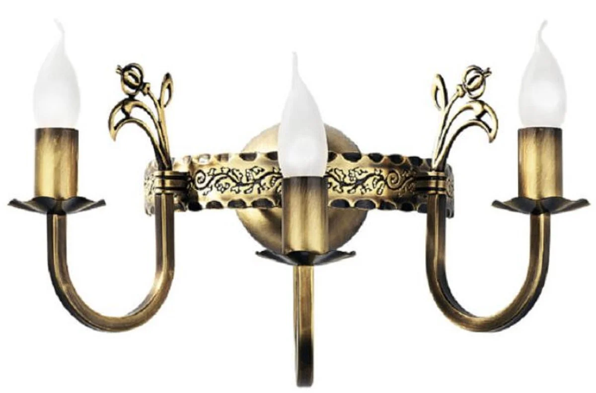 Casa Padrino lámpara de pared barroco latón con pátina 42 x 20 x A. 25 cm - Lámpara de pared de metal de estilo barroco - Luces barrocos - Noble y magnífica