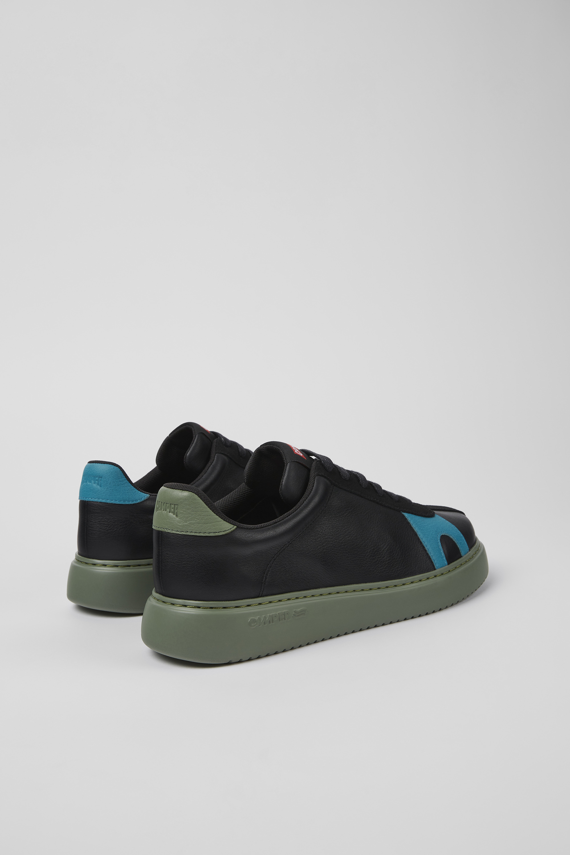 Twins - Black leather and nubuck sneakers for men