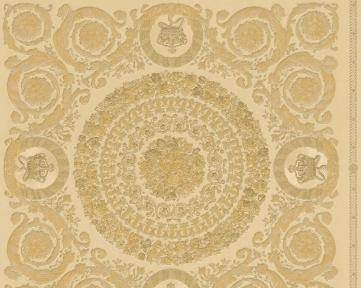 Papel Pintado no Tejido Barroco de Diseño Versace IV 37055-4 - Beige / Oro - Papel Pintado de Diseño - Alta Calidad