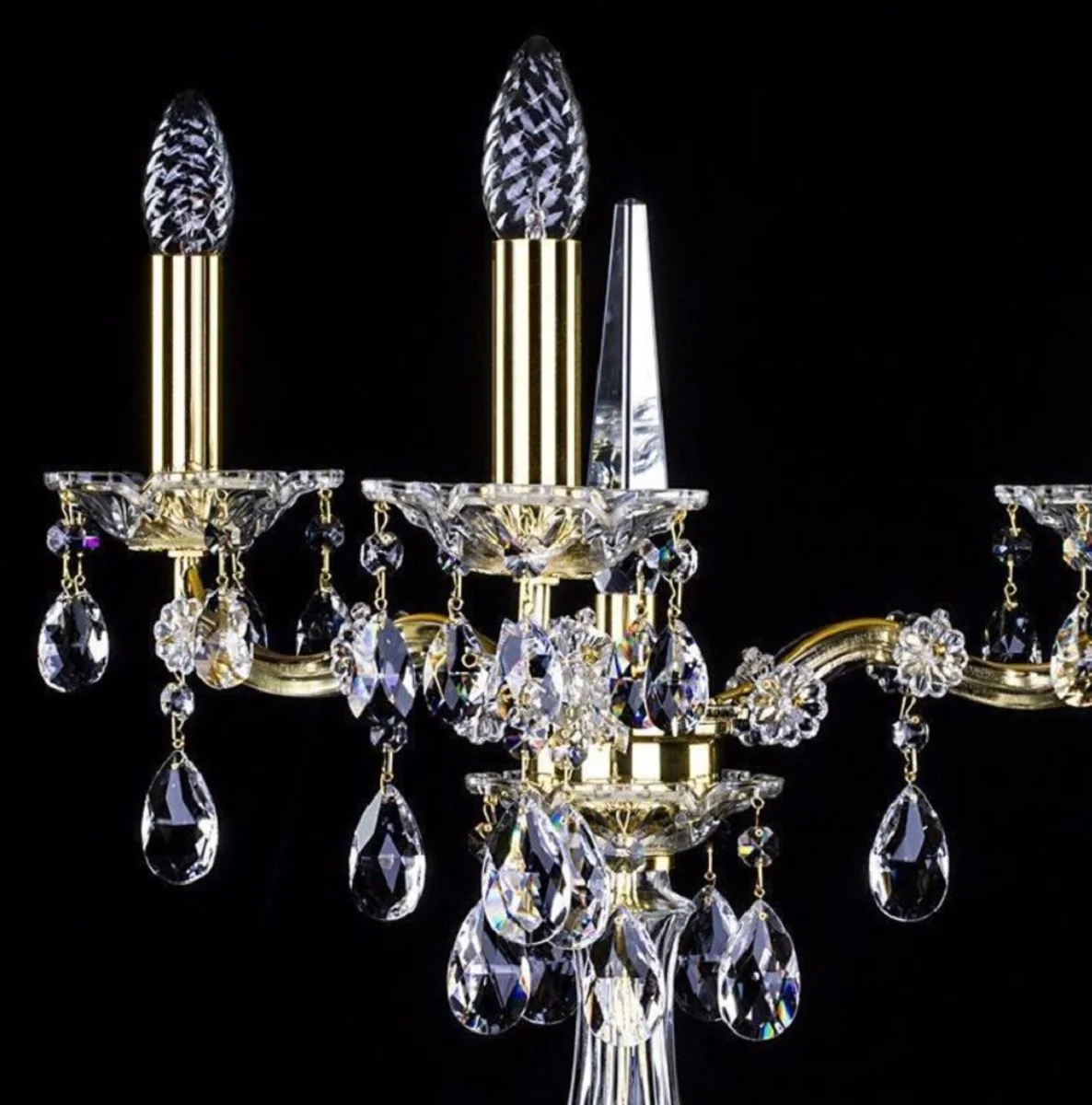 Casa Padrino lámpara de mesa de cristal barroco de lujo oro Ø 30 x A. 55 cm - Magnífica lámpara de escritorio con cristal de Bohemia - Luces de cristal barroco