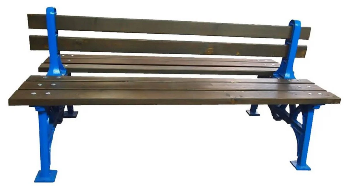 Casa Padrino Banco de Jard¨ªn de Estilo Industrial de Doble Cara Marr¨®n / Azul 180 cm