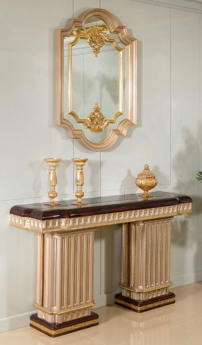 Casa Padrino consola barroco de lujo con espejo de pared marr¨®n oscuro / gris / oro - Muebles barrocos