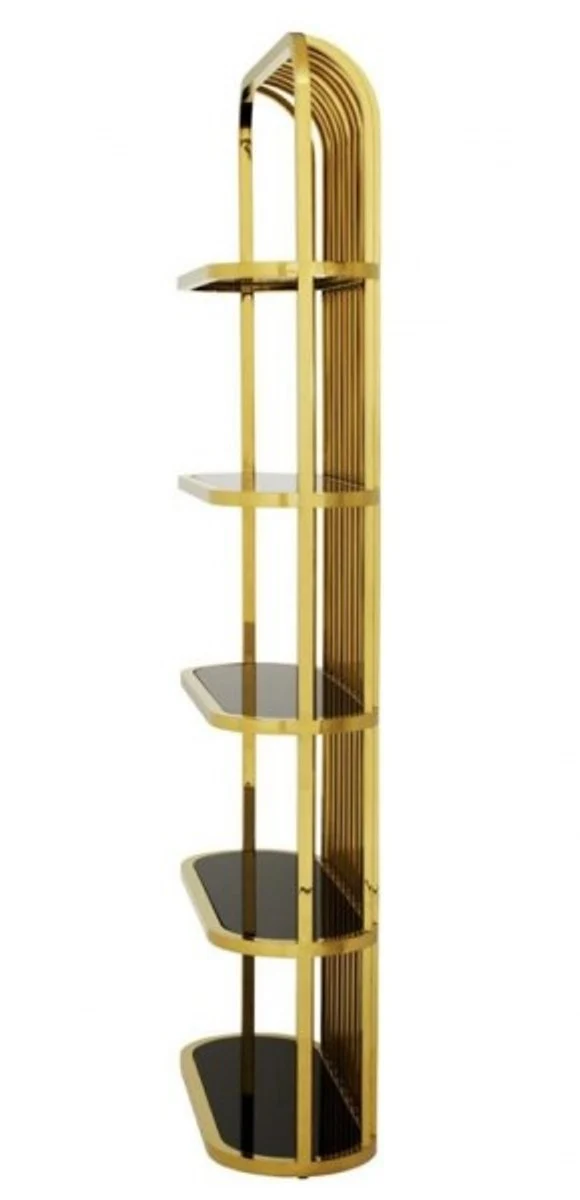Casa Padrino luxury shelving cabinet gold with black glass - Luxury Collection
