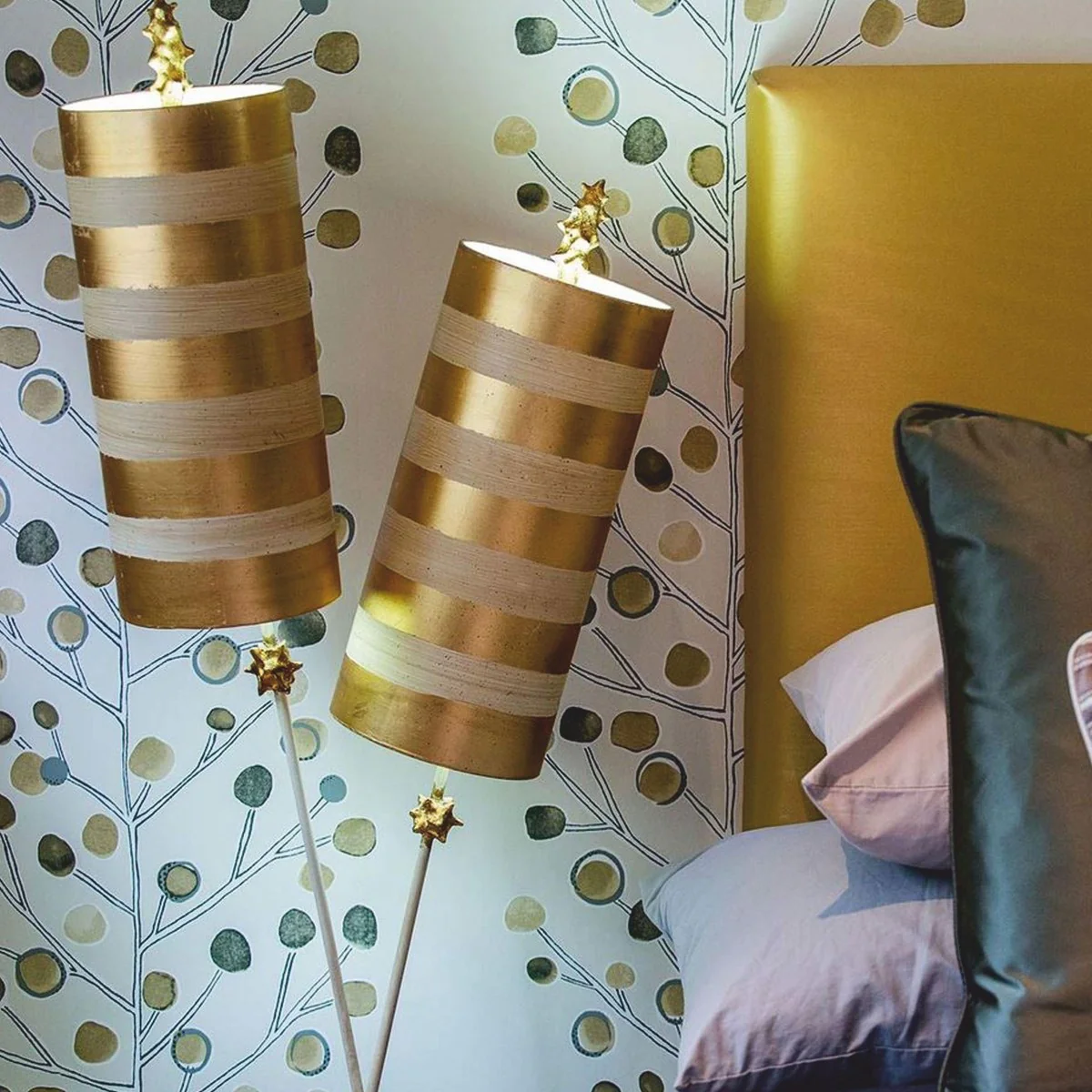 Casa Padrino l¨¢mpara de mesa doble de lujo oro / topo Al. 102,7 cm - Iluminaci¨®n de lujo