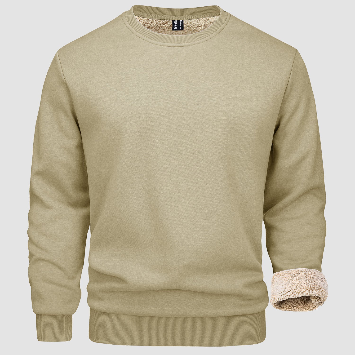 Men's Fleece Lined Sweatshirts Pullover Basic Tops Warm Crewneck Winter Sweater Underwear