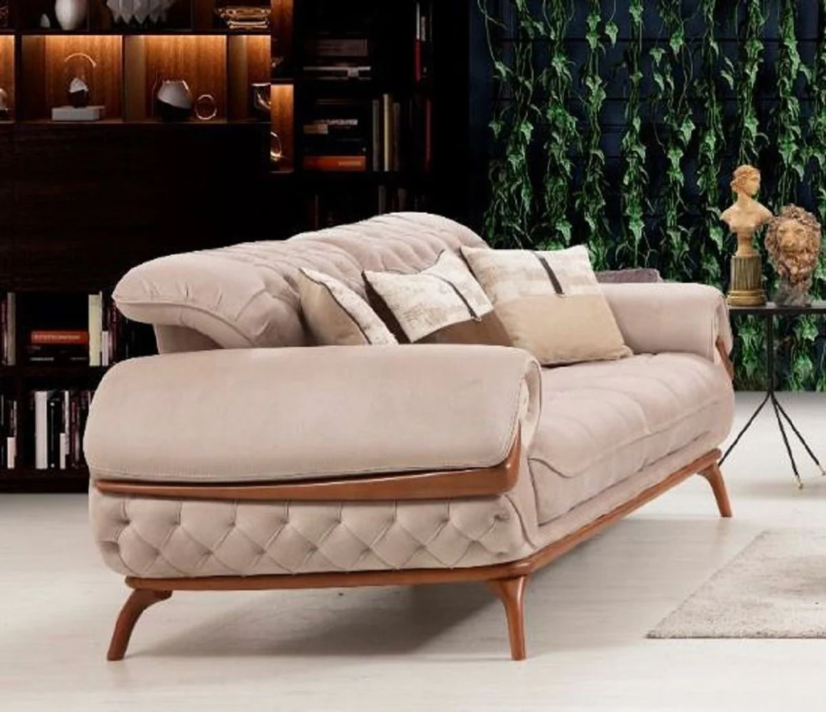 Casa Padrino sof¨¢ de sal¨®n Chesterfield de lujo con respaldos ajustables beige / marr¨®n - Muebles de Sal¨®n Chesterfield - Muebles de Sal¨®n de Lujo - Muebles de Lujo - Interior de Lujo