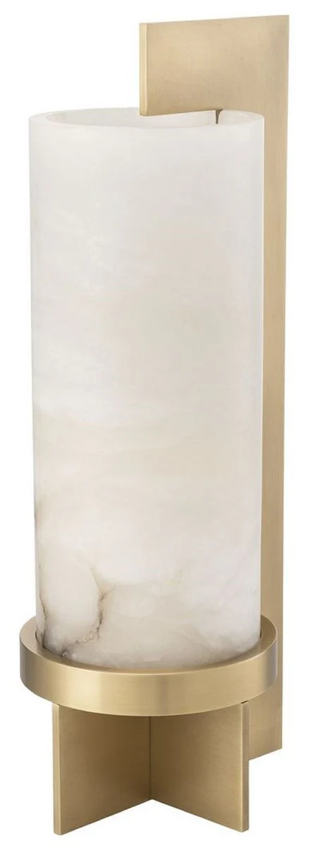 Casa Padrino lámpara de mesa de diseño latón antiguo / alabastro 19 x 15 x A. 45 cm - Lámpara de mesa moderna con pantalla de alabastro - Colección de Lujo