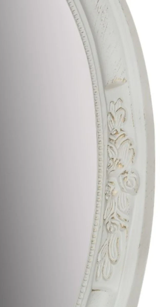 Casa Padrino Espejo Barroco Blanco / Oro 57 x H. 77 cm - Espejo Ovalado de Pared Barroco con Marco de Madera