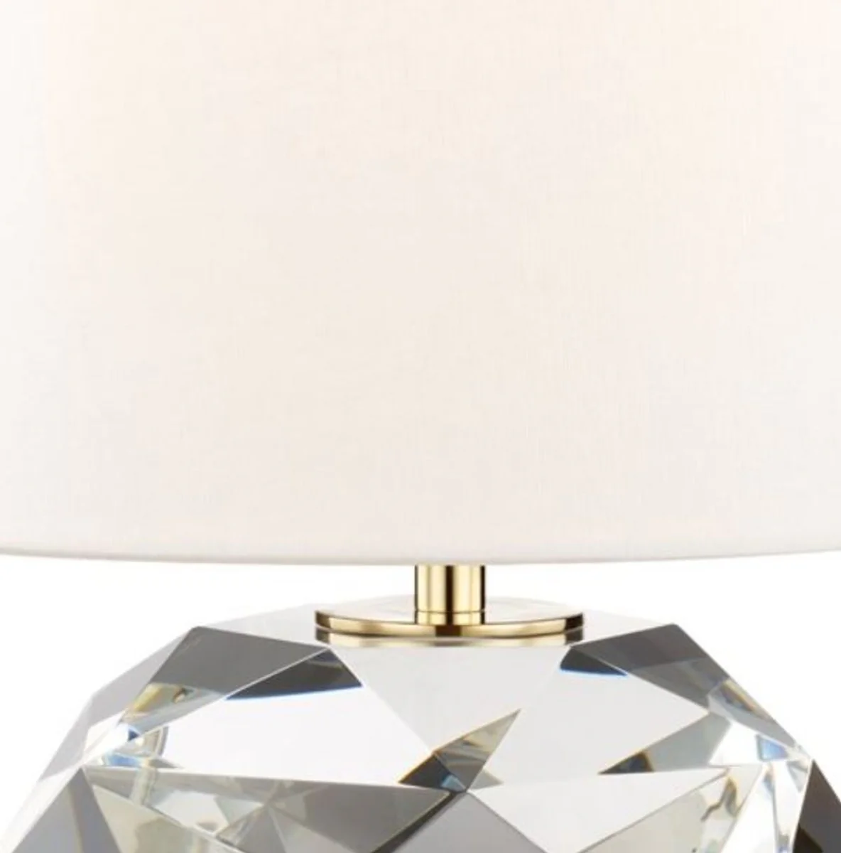 Casa Padrino lámpara de mesa de lujo latón antiguo / blanco Ø 24 x A. 35 cm - Elegante lámpara de mesa con pantalla redonda de lino - Calidad de Lujo