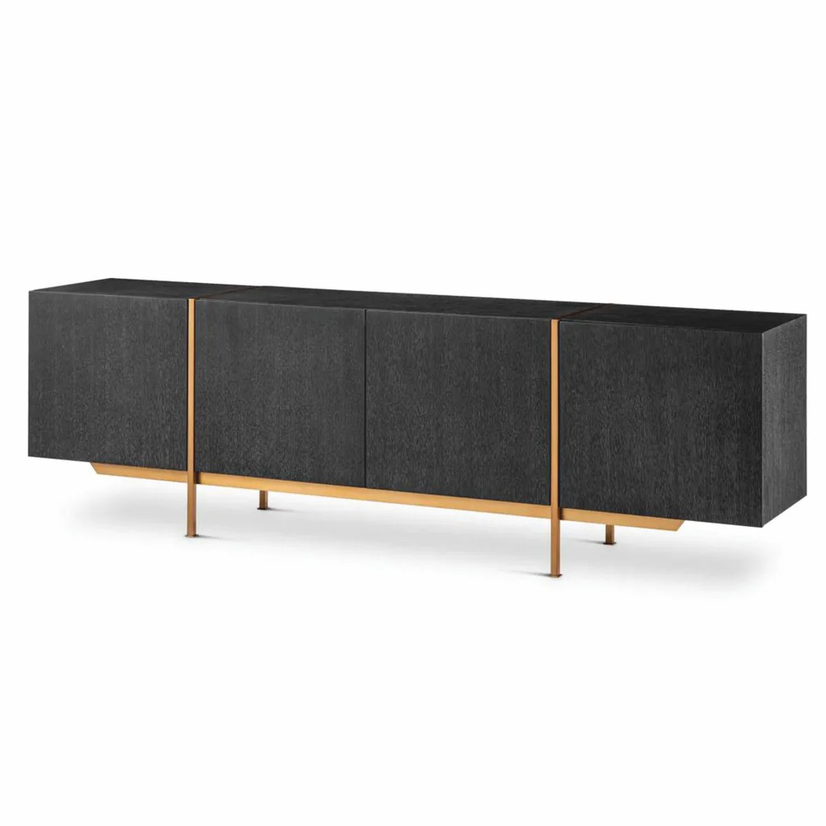 Casa Padrino Aparador de Lujo Negro-Gris / Latón 225,5 cm - Muebles de Lujo