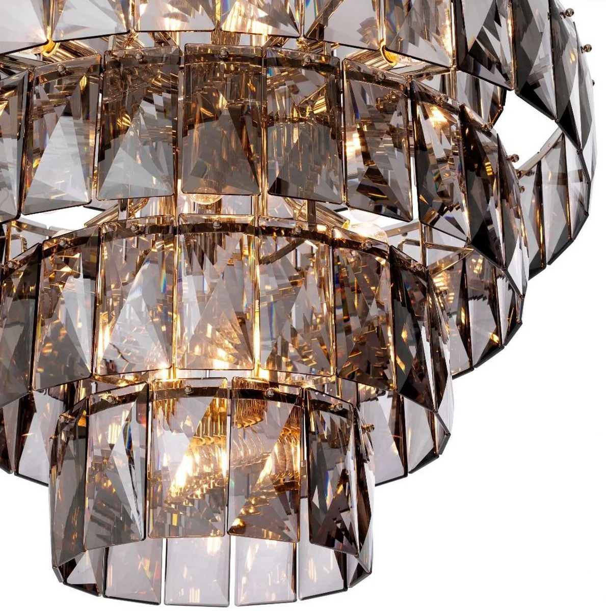 Casa Padrino lámpara de araña de lujo gris / plata Ø 80 x A. 80 cm - Lámpara de araña moderna redonda de cristal - Calidad de Lujo