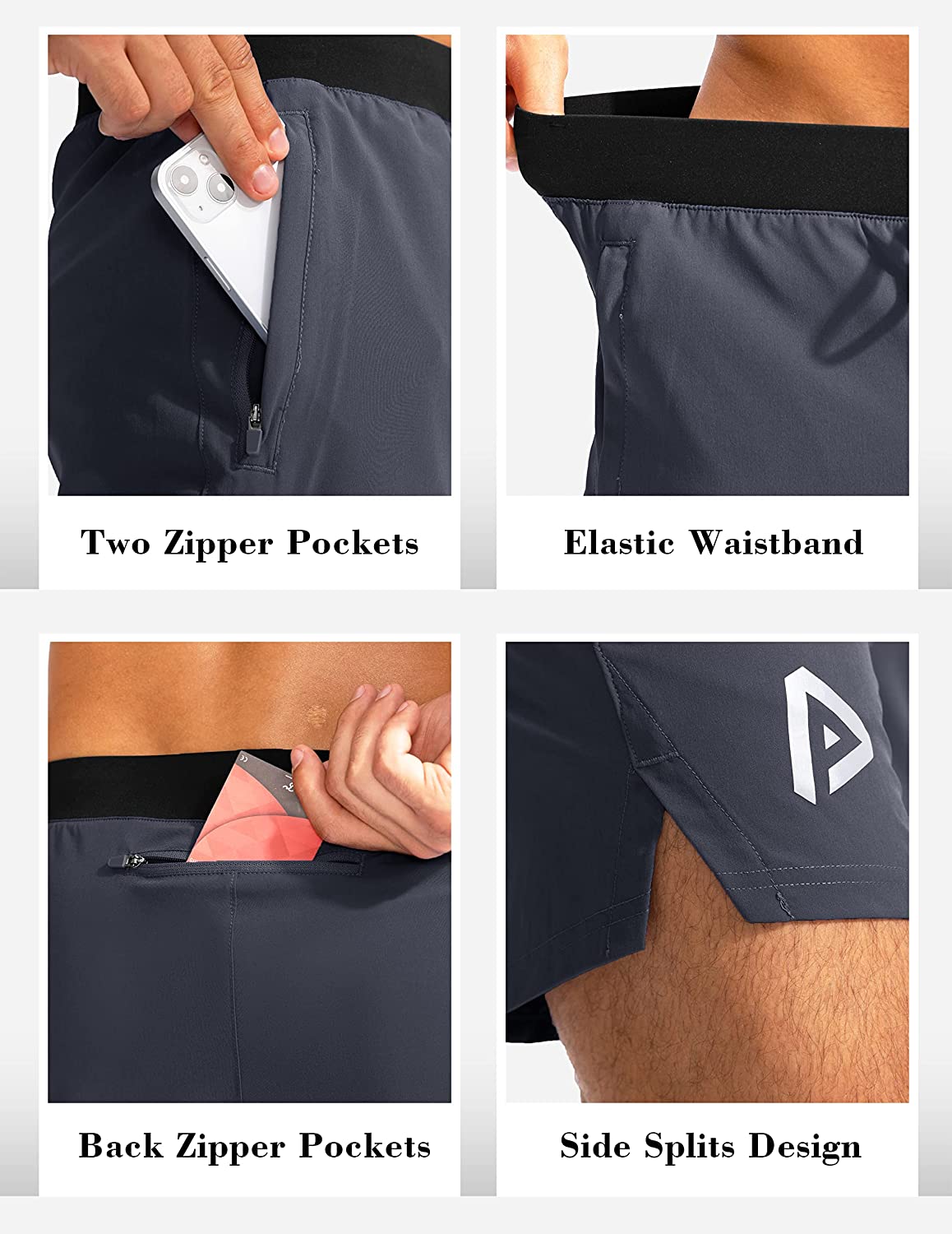 Men's Workout Running Shorts 5 Inch Lightweight Quick Dry Soccer Gym Athletic Shorts for Men with 3 Pockets