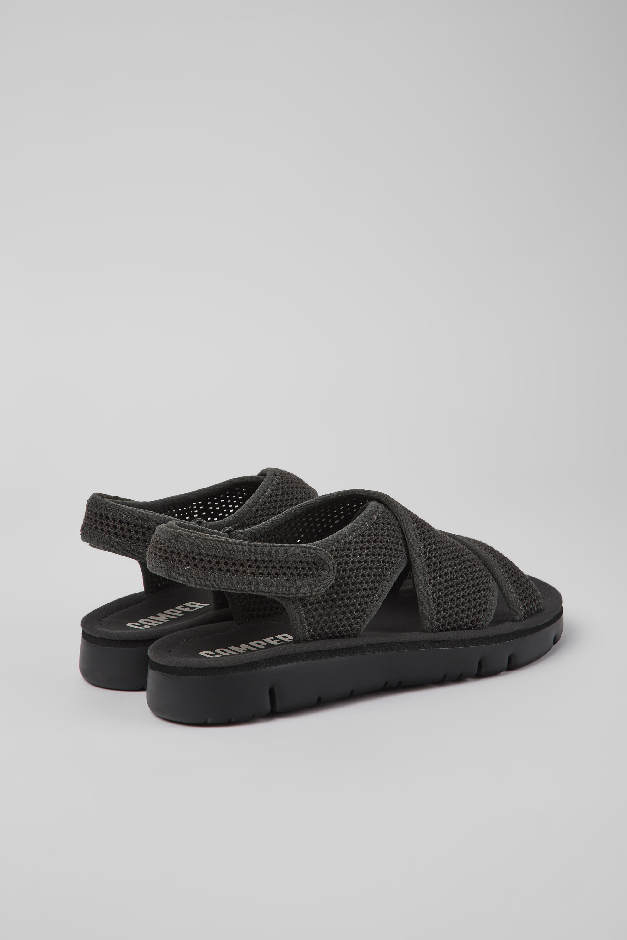 Oruga - Dark gray textile sandals for women
