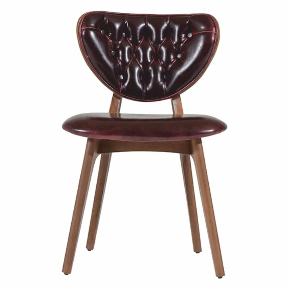 Casa Padrino silla de comedor de cuero de lujo rojo vino oscuro / marr¨®n - Muebles de comedor de cuero genuino