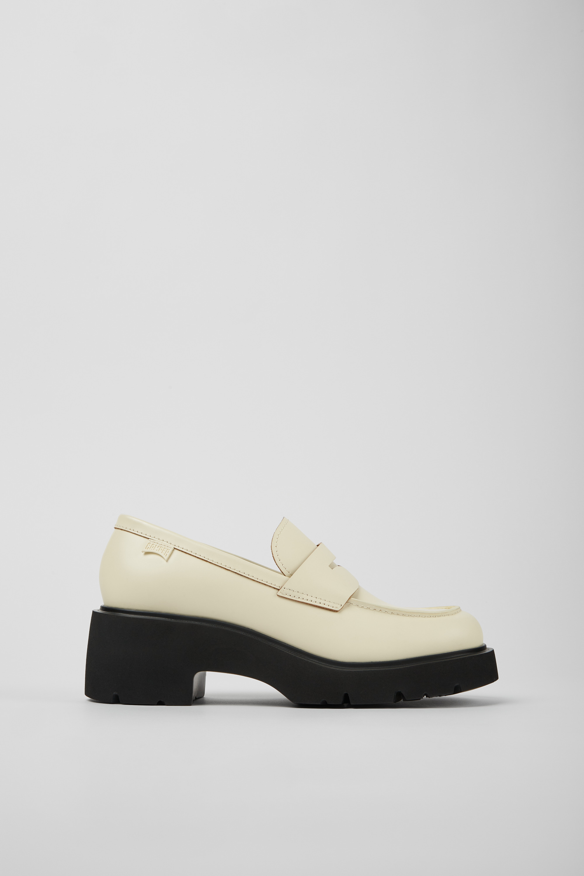 Milah - White leather loafers for women