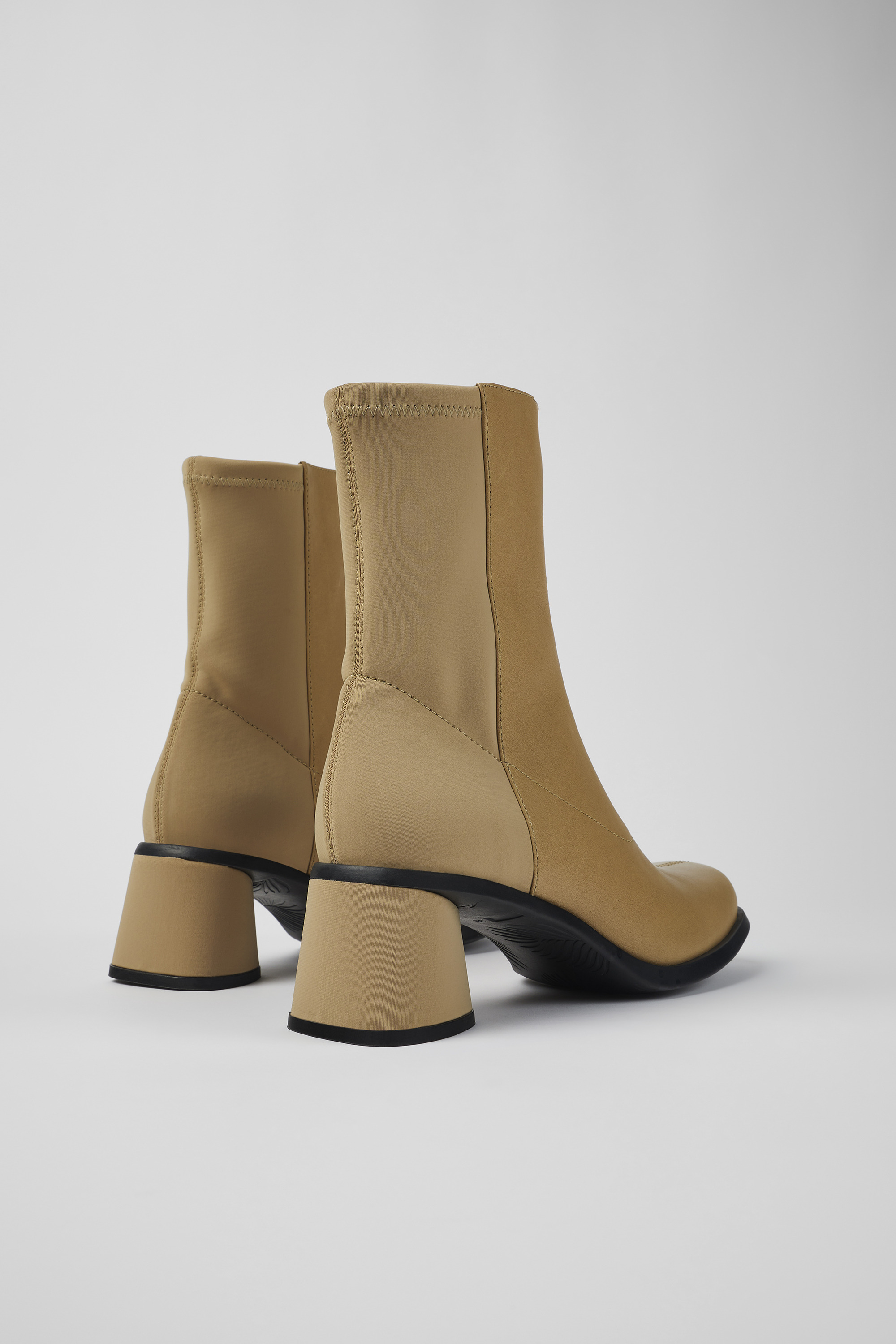 Kiara - Beige leather and recycled PET boots for women