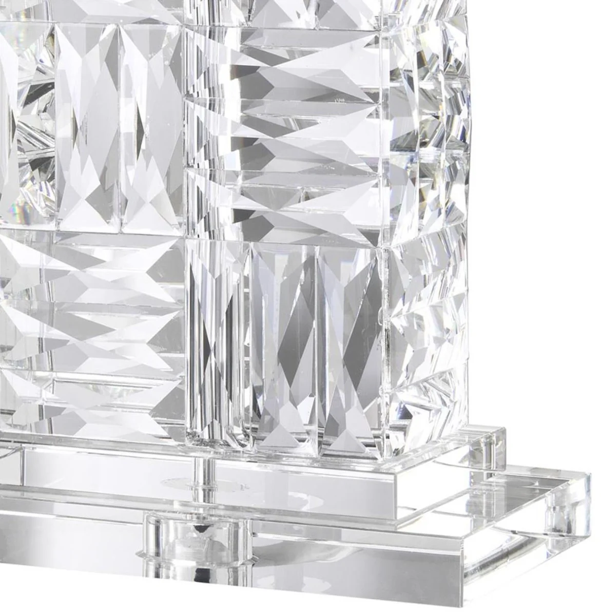 Casa Padrino lámpara de mesa de cristal con pantalla natural 28 x 45 x H. 76,5 cm - Muebles y Accesorios de Lujo