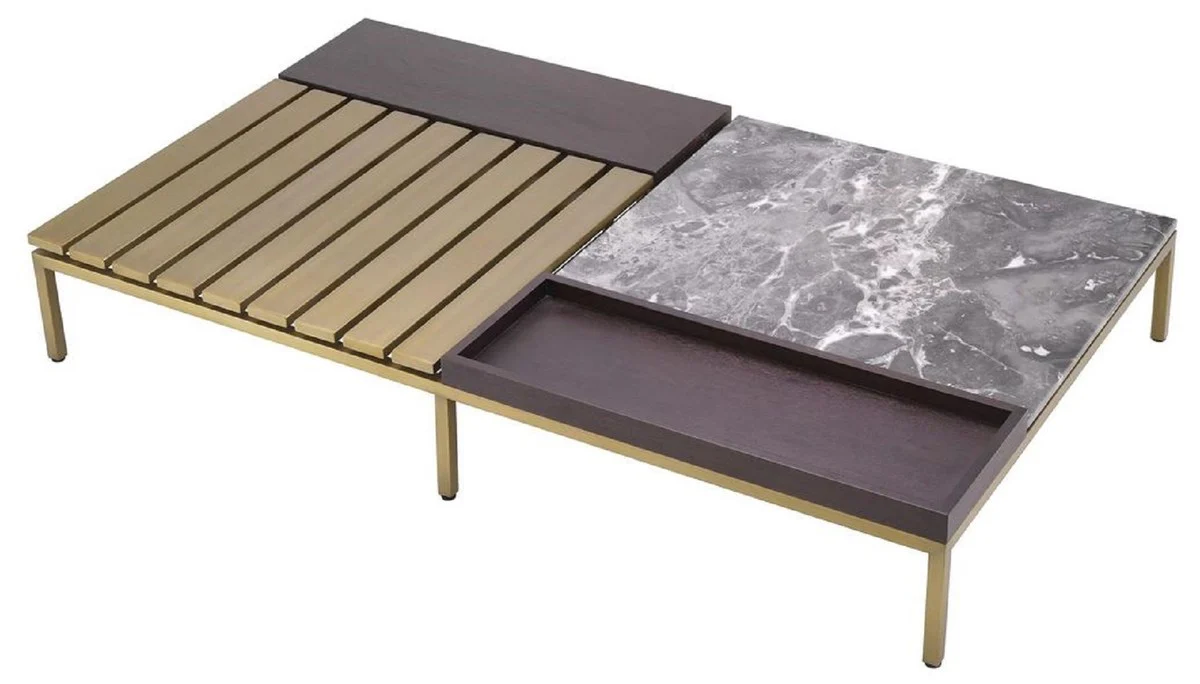 Casa Padrino mesa de centro de lujo lat¨®n / gris / marr¨®n 169,5 x 99,5 x A. 27 cm - Mesa de sal¨®n moderna - Muebles de sal¨®n de lujo - Calidad de lujo