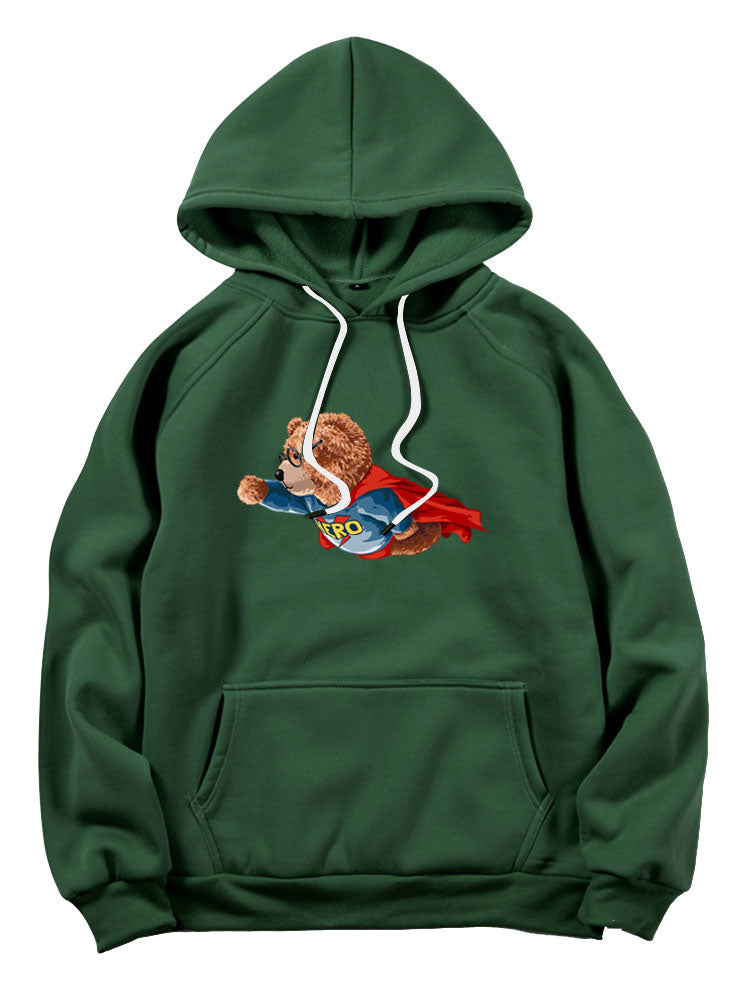Superhero Bear Print Hoodie