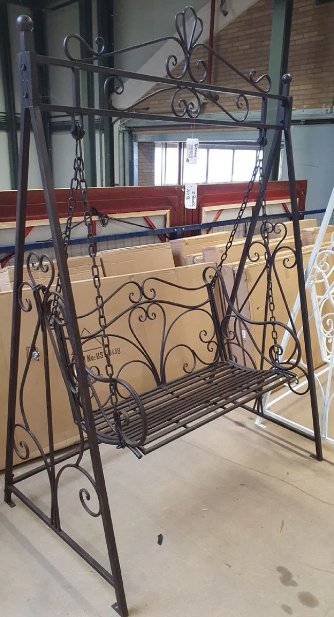 Casa Padrino columpio de jard¨ªn Art Nouveau marr¨®n - Elegante columpio de jard¨ªn de metal - Muebles de jard¨ªn - Muebles de Terraza - Muebles Barrocos y Art Nouveau